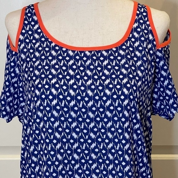 THML‎ Blue White And Orange Jaye Cold Shoulder Top Size S - Picture 5 of 9
